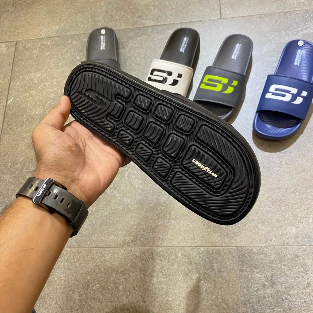 Skechers Hyper Burst Recovery Black Slides - Image 3