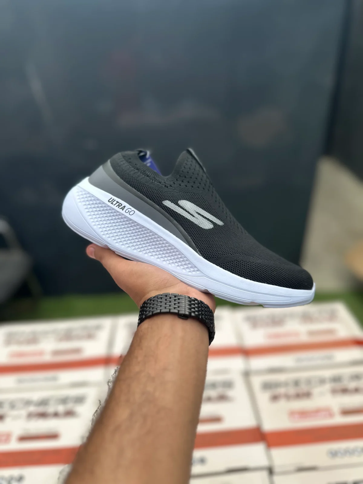 Skechers Ultra Go Black White - Image 2