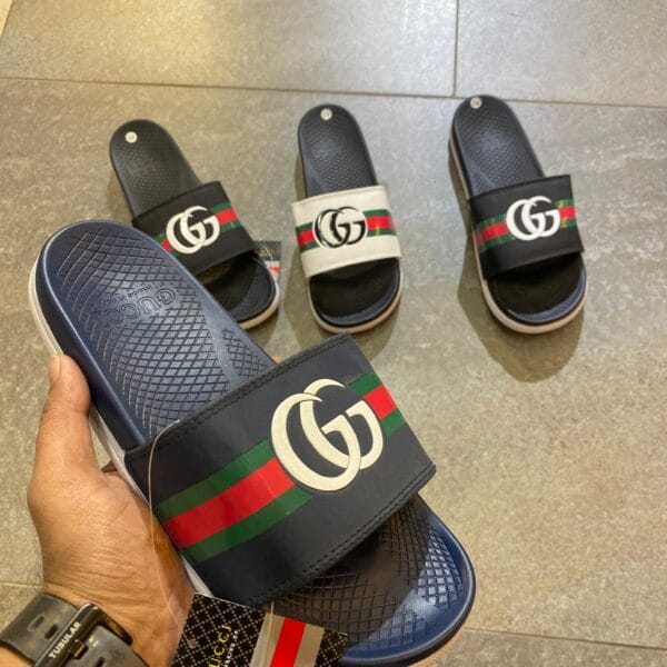 Gucci Comfortable Blue Slides With Straps