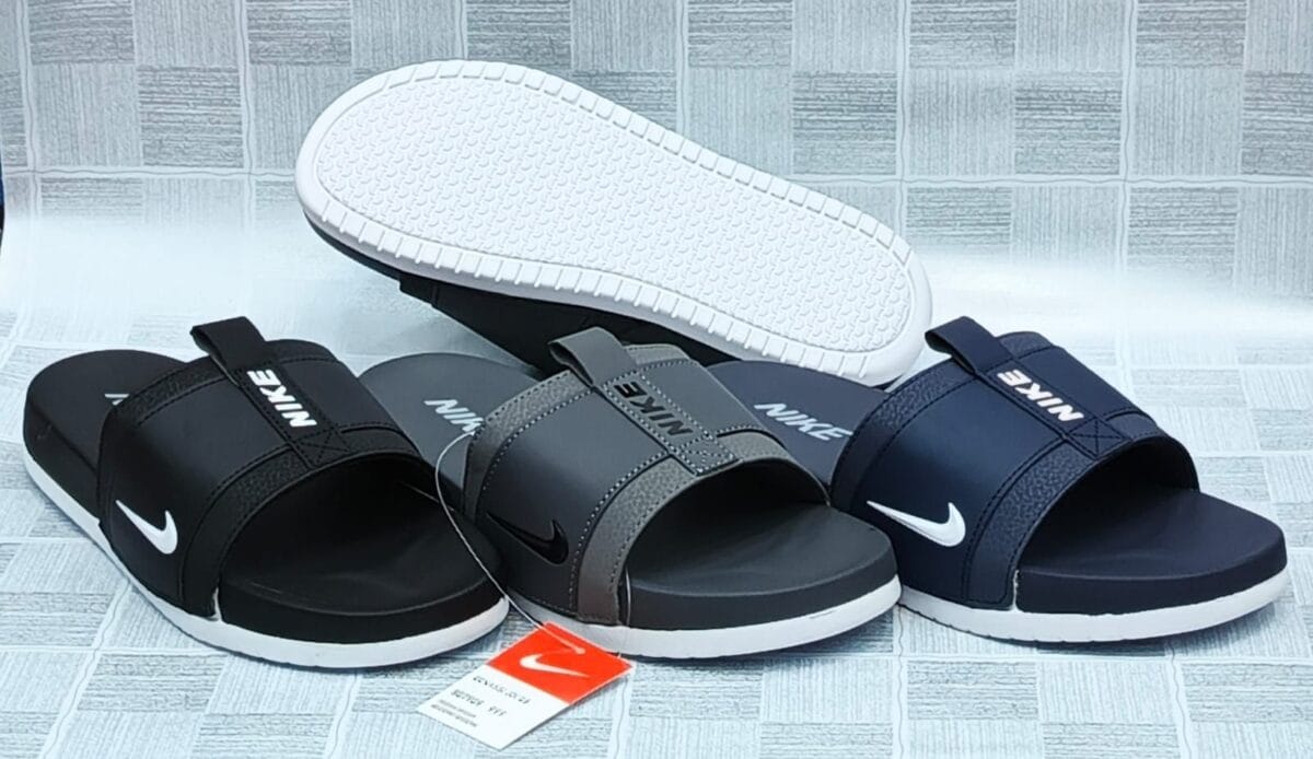 NK FeatherLite Cushioned Gray Slides - Image 2
