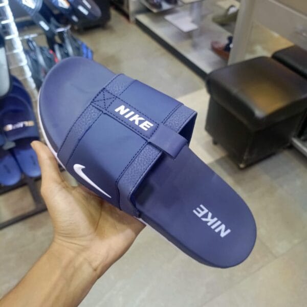 NK FeatherLite Cushioned Blue Slides