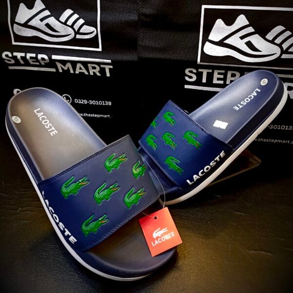 Lacoste Premium Croc Logo Slides – Blue