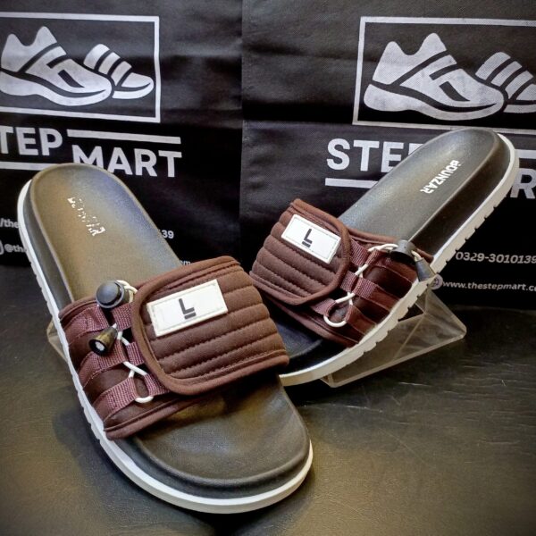 Brown Quilted Pocket Slides