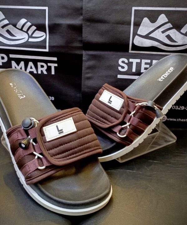 Brown Quilted Pocket Slides